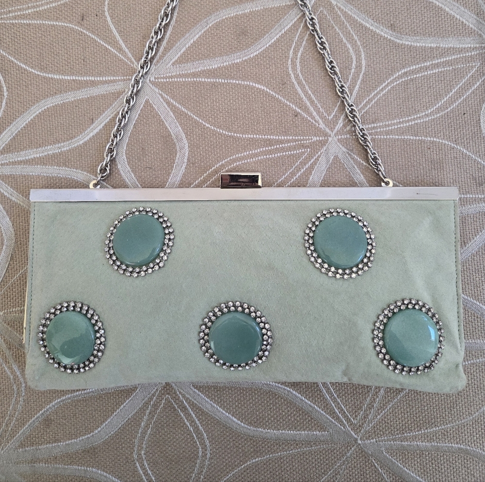Kate Landry Suede And Gemstone Clutch!